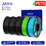 JAYO 3D PETG/PLA/PLA PLUS Filament 1.75mm PLA Filament 5 Rolls For Bambu FDM 3D Printer Neatly Wound 3D Printing Material for 3d