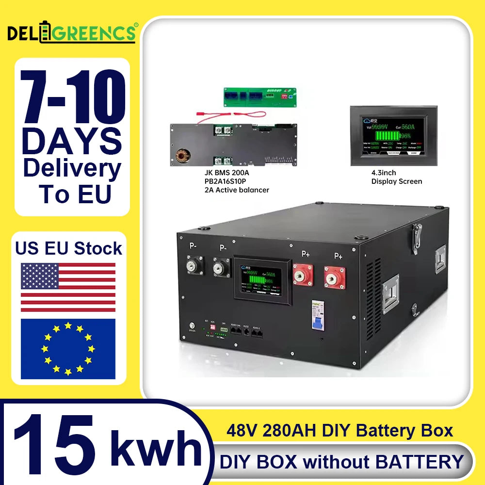 DIY 48V LiFePO4 Battery Obudowa Box Case with JK 16S 200A Smart BMS Kits V19 2A Active Balancer Home Energy Storage System