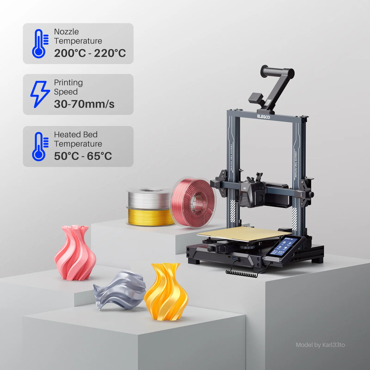 ELEGOO 5KG/10KG 1.75mm Silk PLA Filament,3D Printer Filament 1kg Gold Silver Fits for Most FDM 3D Printers