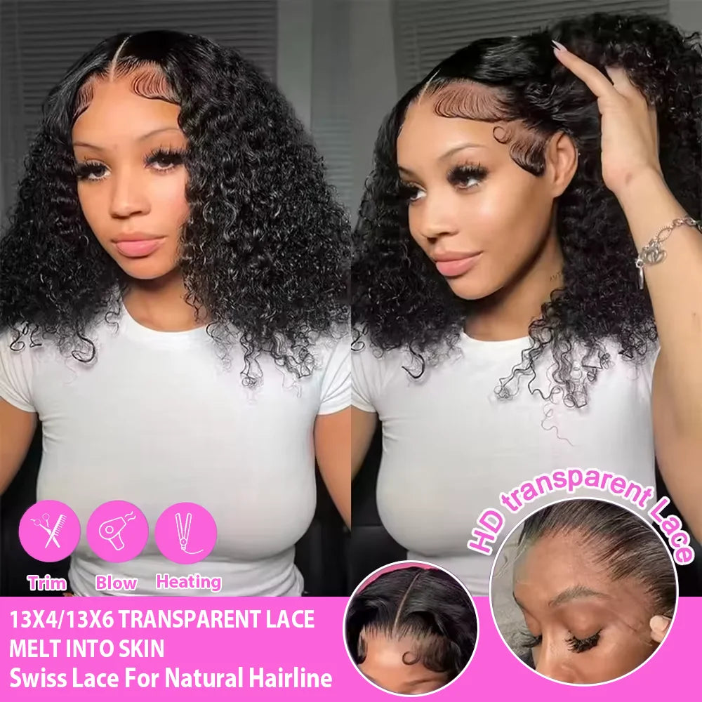 Curly Bob Wig Human Hair 100% Human Hair 5x5 Ready to Go HD Lace Glueless Wigs 13x4 Lace Front Wigs 250 Density 13x6 HD Curly Bob Lace Frontal Wigs Wet and Wavy Brazilian On Sale