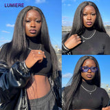 40" Kinky Straight Hair Bundles Deal Virgin Human Hair Weave Bundles 1/3/4 PCS Brazilian Yaki Natural Hair Extensions Thick End