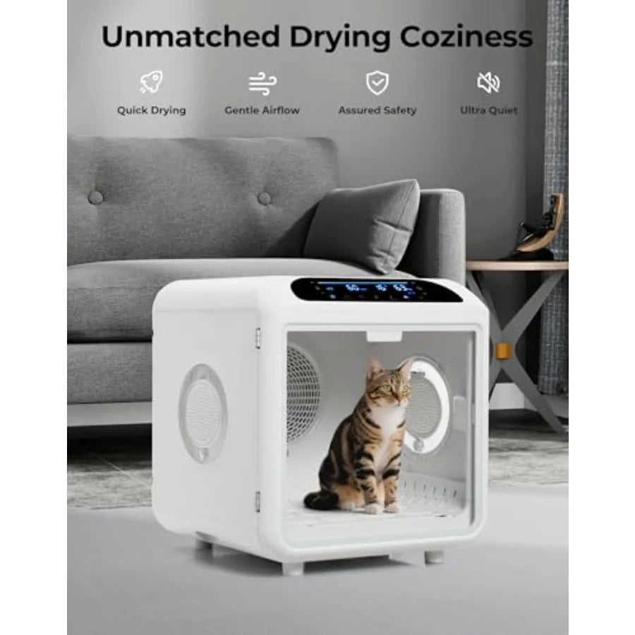 72L Large Pet Dryer Box Automatic Ultra Quiet Cat Hair Drying Box with Smart Temperature Wind and Time Control via APP or Touch