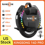 Kingsong 14D Pro Electric Unicycle: Built for Adults, 2400W Motor, 25-Mile Range & 14" Wheel for a Precision City Ride