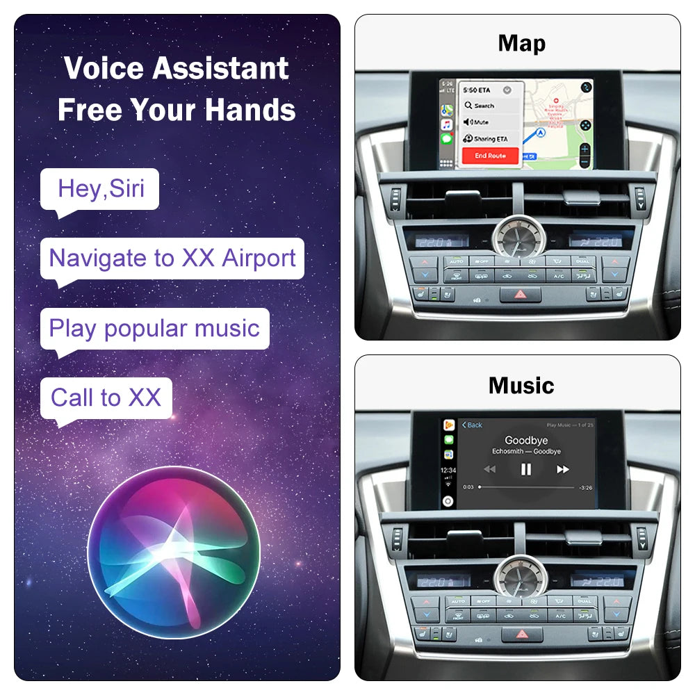 Road Top Android Auto Wireless Carplay for Lexus NX 2014-2019 Support Map Music Youtube Bluetooth Camera Function