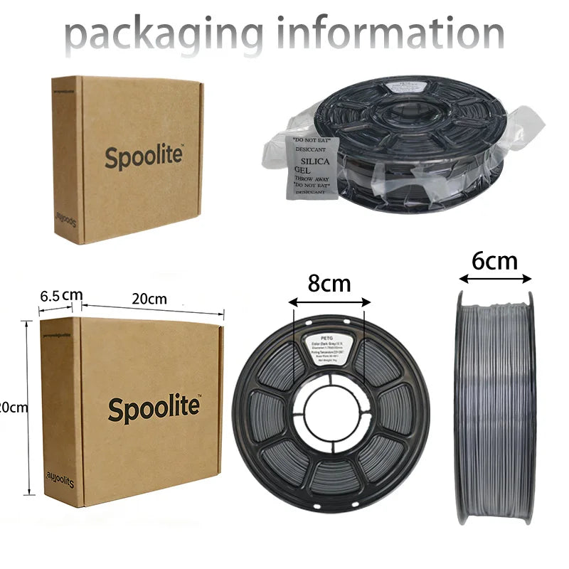 Spoolite 5KG PETG 3D Printer Filament 1.75MM Multi-color High Toughness Eco-Friendly Universal For All FDM 3D Printers Fast Ship
