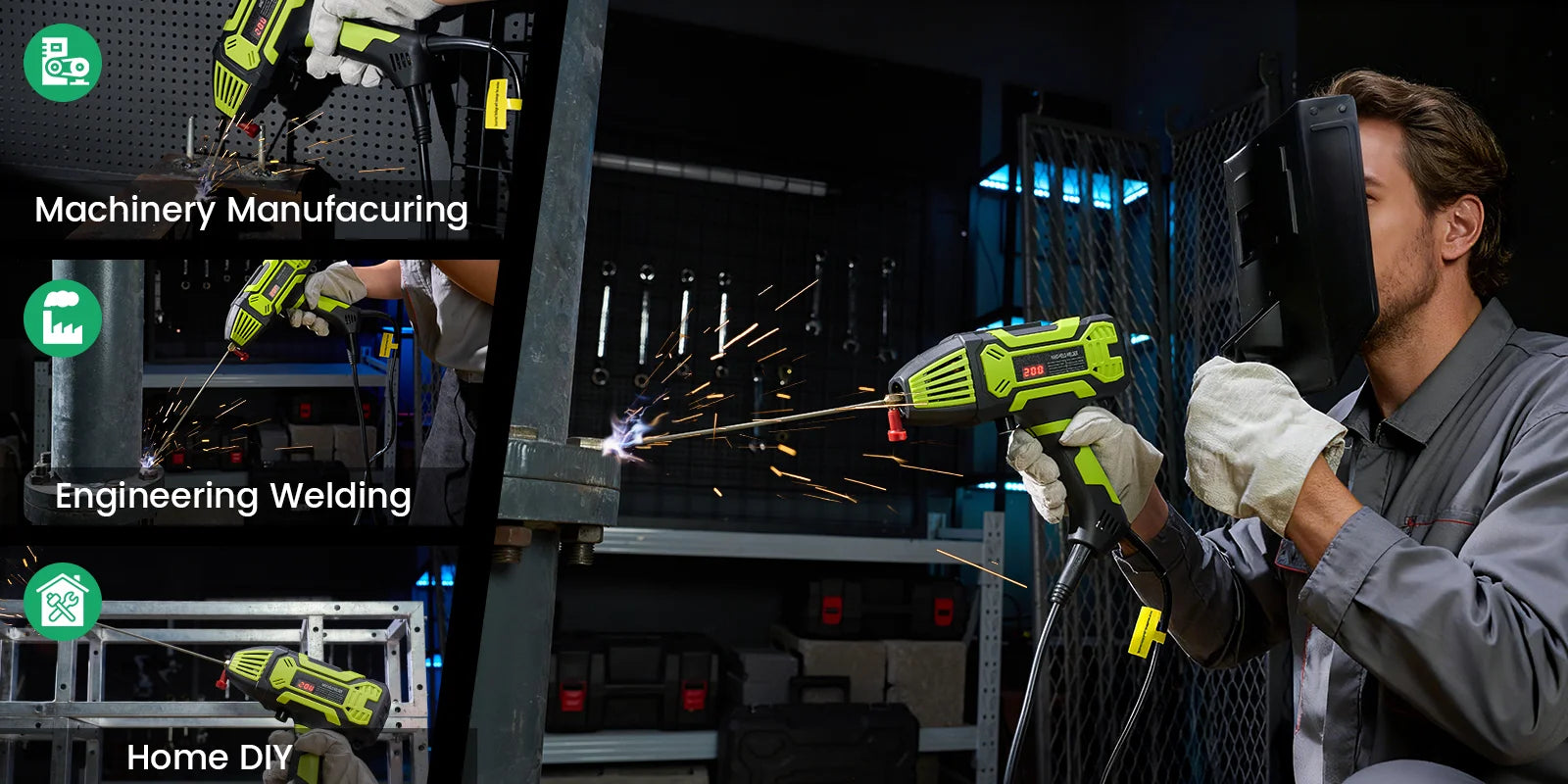 Portable Welding Machine Handheld Electric Welder Kit 110V IGBT Inverter Digital display 6 Variable Current Adjustment Handheld ARC Welder Gun