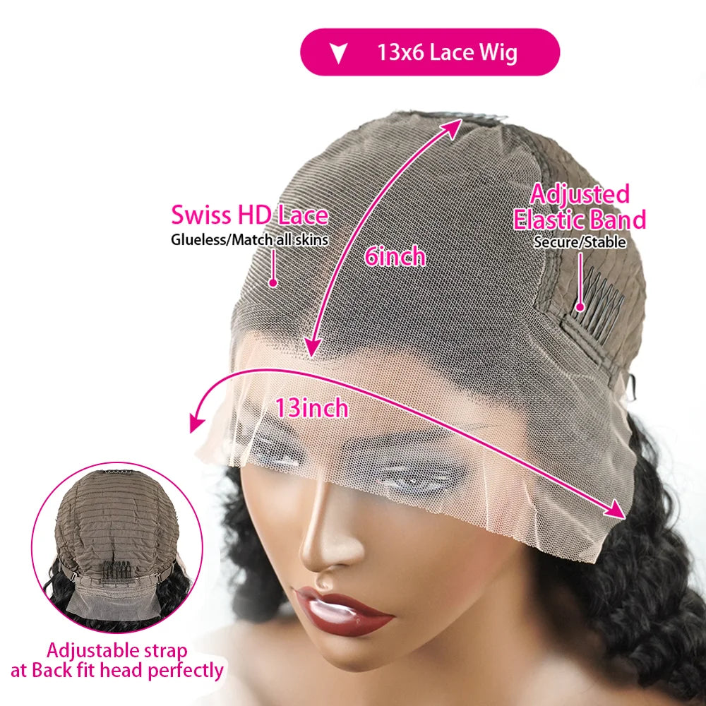 300% Deep Wave Lace Frontal Wig Curly 13x6 HD Lace Front Human Hair Wigs 250% Water Wave Full Human Hair Lace Wigs 30 36 Inch