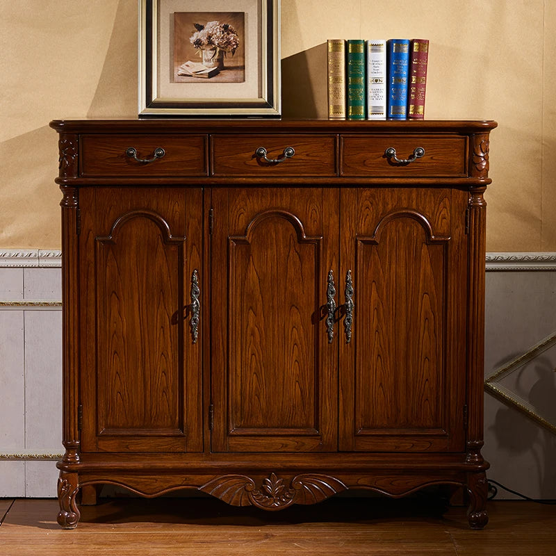 Country house brown walnut light yellow activity baffle multi-layer shoe cabinet entrance side cabinet