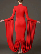 DEAT Early Autumn Stand Collar Full Sleeves High End Party Dress ,hot Sales Slim Elastic Vacation Clothing