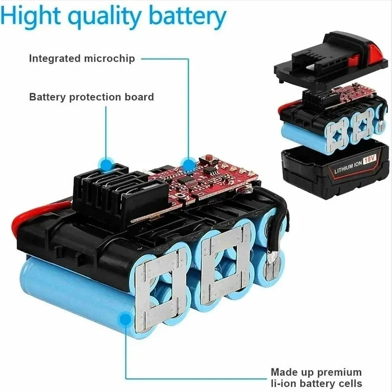 compatible with M18 /18V XC batteries and chargers.Replace M18 series 18V 5Ah 7Ah rechargeable Milwaukee lithium battery tool