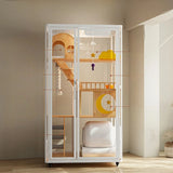 Solid wood luxury can put smart cat toilet integrated cat cage nest  panoramic view