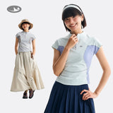 Spring Summer Sweet Girl Semi Zip Outdoor Sport Short T Shirt Women Quick Dry Slim Fit Fitness Running T-shirt Top