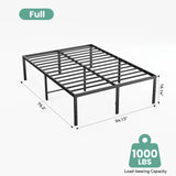 JHK Metal Platform 16IN Tall Basic Bed Frame Sturdy Steel Heavy Duty with Storage Space Bedroom Frames Slat Support For Home
