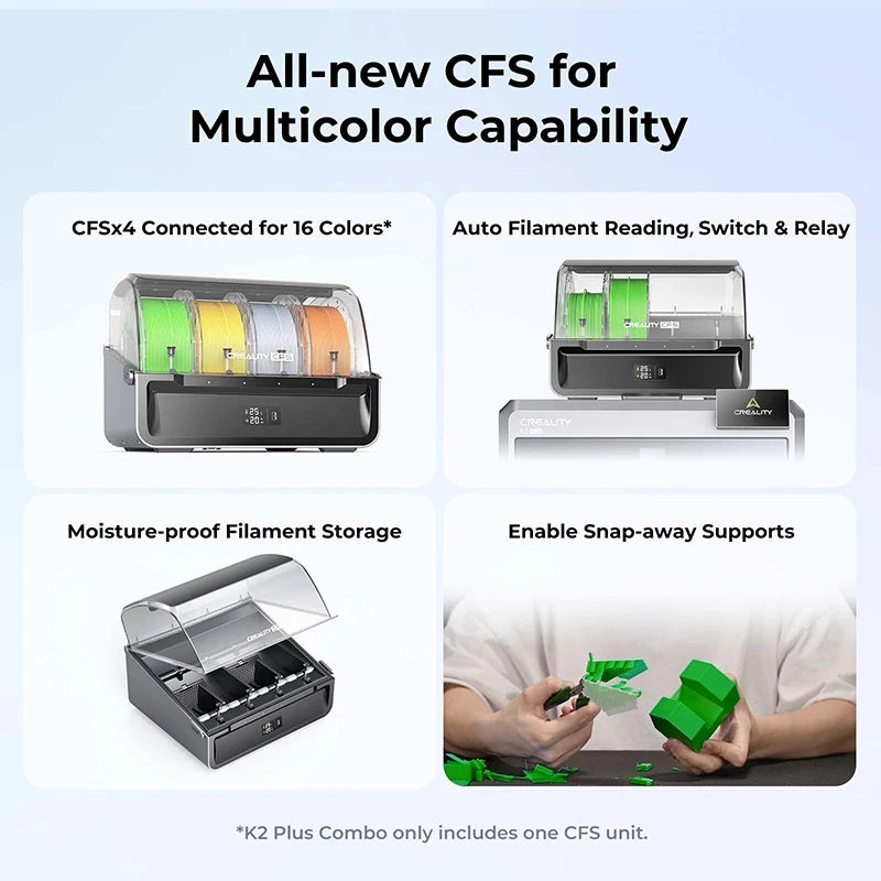 Creality K2 Plus Combo 3D Printer Multi Color Printing with New CFS Max 600mm/s Printing Speed Full-auto Leveling