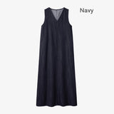 AS AW26 Denim V-Neck sleeveless denim maxi dress woman clothes