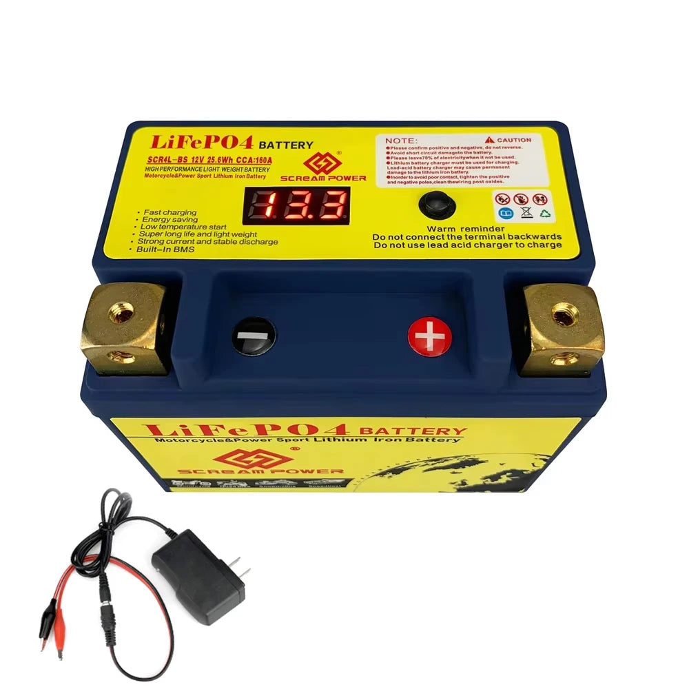12V LiFePO4 Motorcycle Battery 4Ah 6Ah 8Ah 12Ah CCA 260A 350A 450A 620A 720A Lithium Iron Phosphate Starter Battery ATV UTV