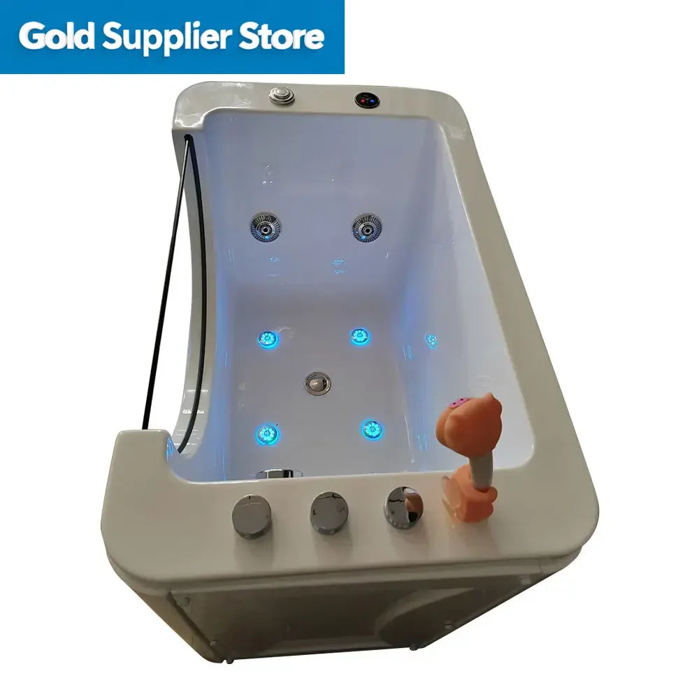 【Best-selling】Modern Design Ozone Professional Pet Dog Jacuzzier Freestanding Massage Pet Bathtub Wash Grooming LED Pet Spa Bath