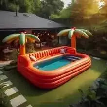 Equipped with Portable Lounge Chairs, Commercial Custom Inflatable Sofa Pool Set,