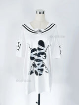 Subculture Navy Collar Goth Animation Printed Mine Series Short-sleeved T-shirt Summer Y2K Punk Style Oversized Japanese Top