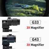 Tactical G33 G43 G45 Sight Fixed 3X 5X Magnifier Scope with Quick Disassembly and Flipping for Airsoft Hunting Collimator