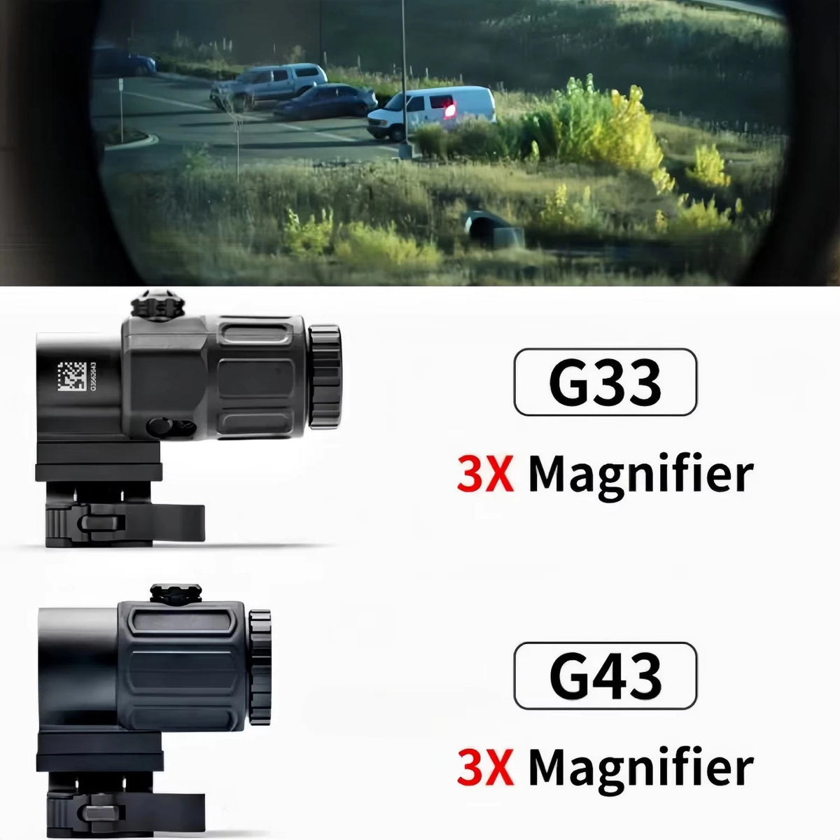 Tactical G33 G43 G45 Sight Fixed 3X 5X Magnifier Scope with Quick Disassembly and Flipping for Airsoft Hunting Collimator