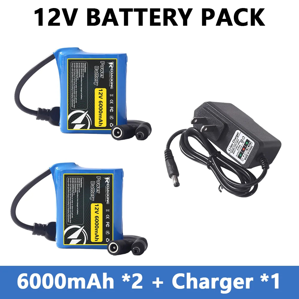 12V 12000mAh Rechargeable Lithium Ion Battery Pack 3S2P with BMS Protection for LED Strip Light Toy Car Security System