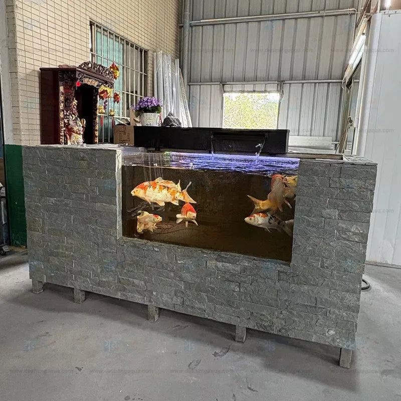 All-in-One AquariumMovable Metal Koi Fish Garden Fish Tank Above-Ground Pond Aquarium Filter System For Landscaping Decking Beau