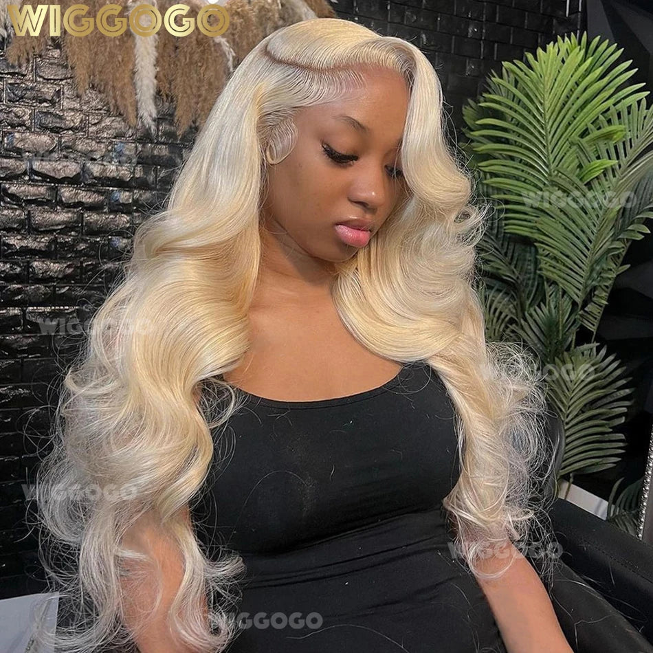 613 Human Hair Wig 13X6 Body Wave Blonde Hd Lace Frontal Wig Preplucked 13X4 Transparent Lace Front Wigs For Women 30 38 Inch
