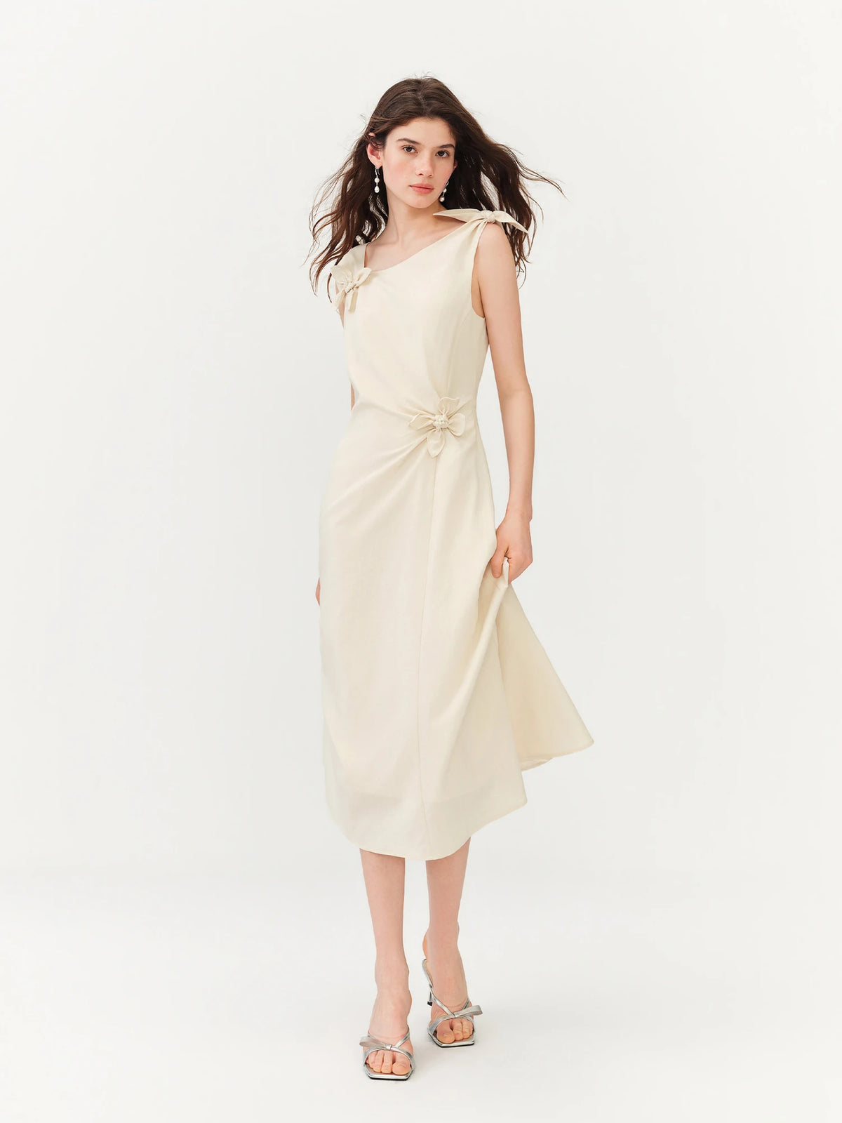 FSLE【L'amour Series】Summer Women's French Style Spaghetti Strap Slip Elegant Dress Waist-Cinching Maxi Coquette Effortless Style