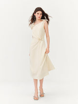 FSLE【L'amour Series】Summer Women's French Style Spaghetti Strap Slip Elegant Dress Waist-Cinching Maxi Coquette Effortless Style