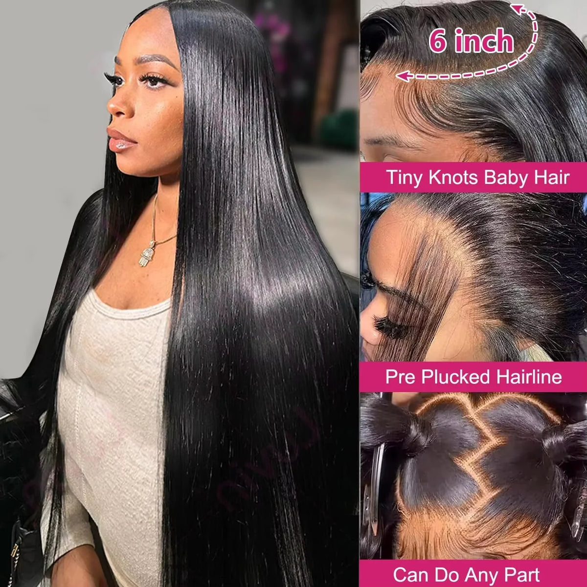 5x5 Glueless Wigs Human Hair Wear and Go Straight Lace Front Wig 4x4 HD Transparent Pre Cut Lace Frontal Wigs for Women