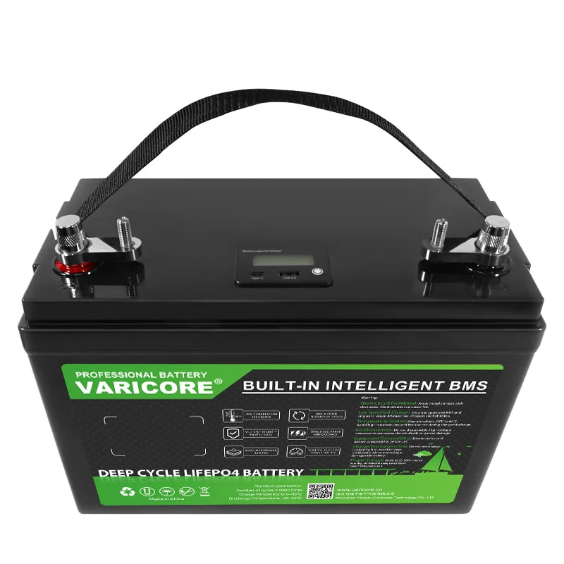 New 12.8V 120AH LiFePO4 Battery 12V Lithium Iron Phosphate for Off Grid Solar Energy, Golf Cart, Camping - Lighter Batteries