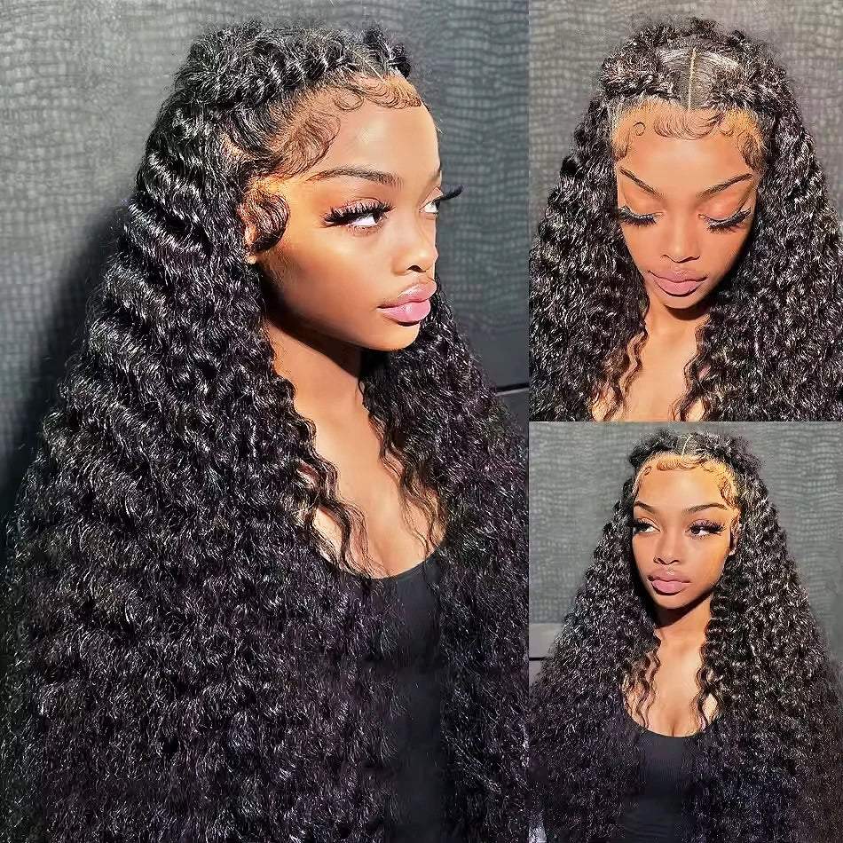 Deep Wave 13x6 HD Lace Frontal Wig Curly Lace Front Human Hair Wigs Water Wave 5x5 HD Lace Closure Wig 300% Full Hair Lace Wigs