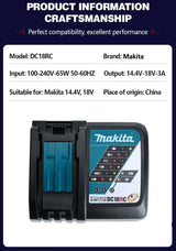 Makita Original DC18RC Li-ion Battery Charger With LED Display 14.4V 18V Bl1830 Bl1430 Dc18Ra Electric Power DC18Rct 3A Charging