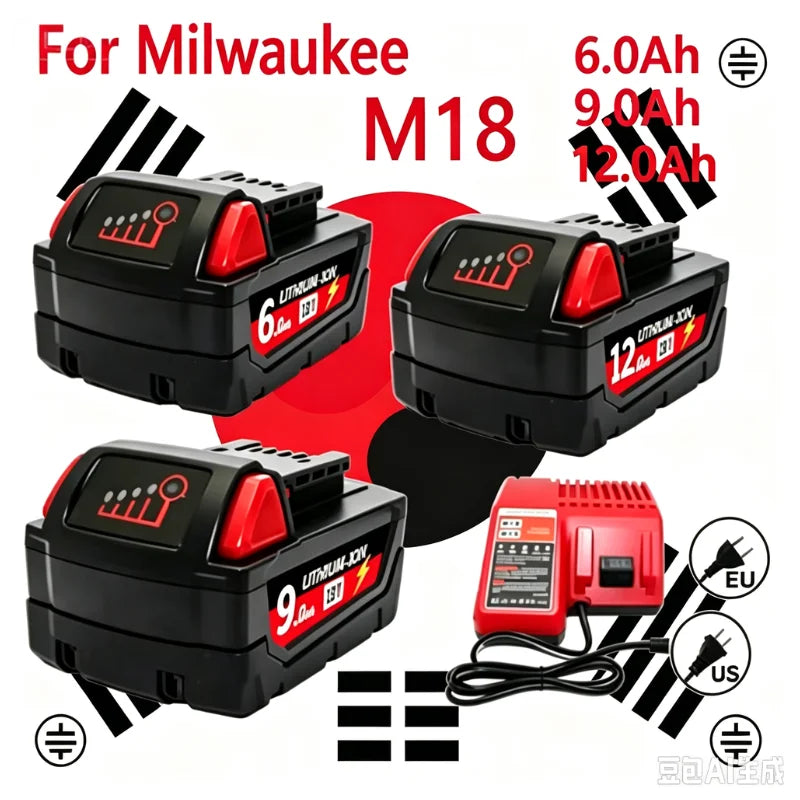 9.0Ah/12.0Ah/6.0A M18 18V Replacement For Milwaukee M18B5 XC Li-ion battery Charger, BR, 48-11-1815 2604-20 48-11-1850 charger