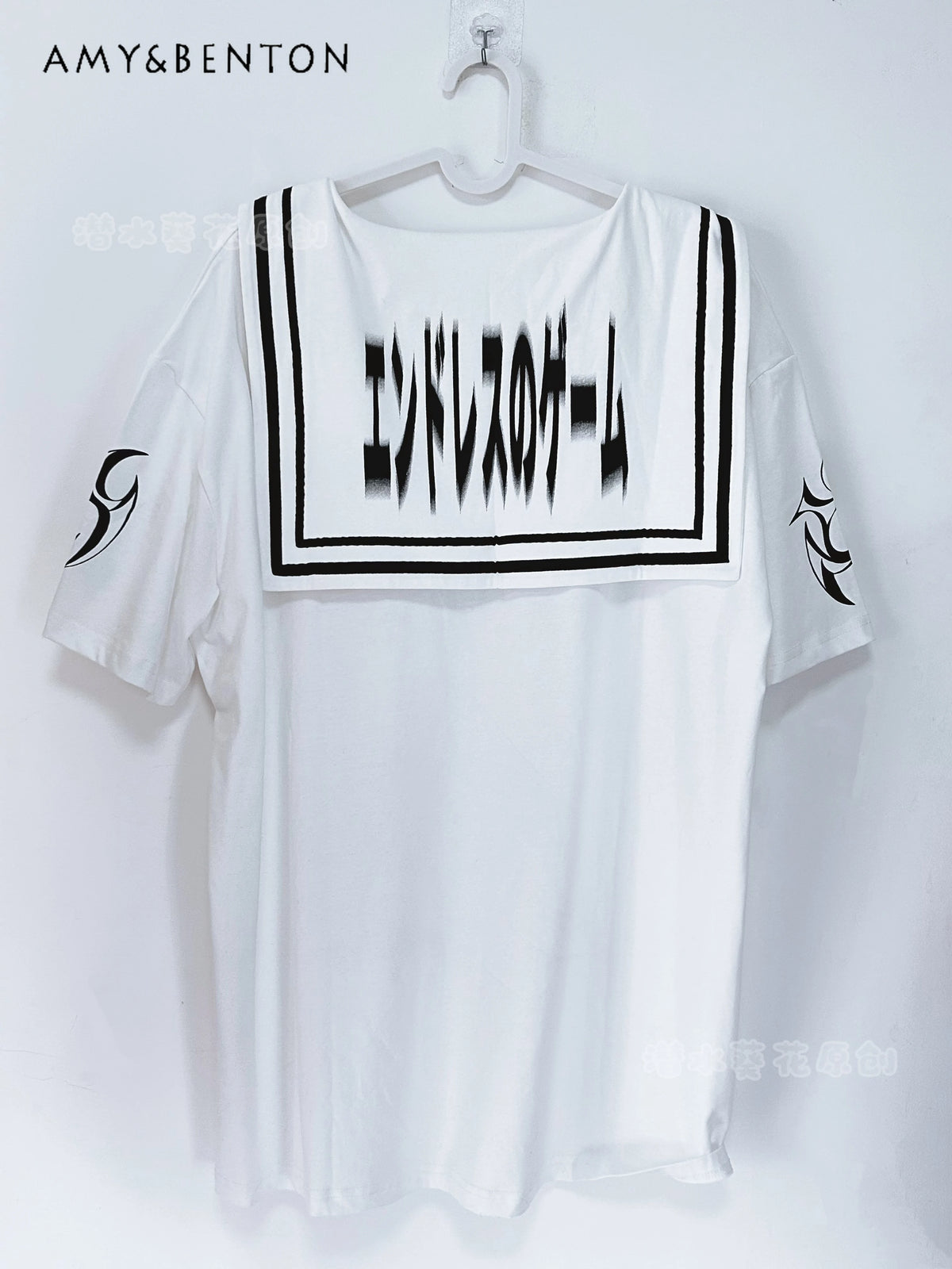 Subculture Navy Collar Goth Animation Printed Mine Series Short-sleeved T-shirt Summer Y2K Punk Style Oversized Japanese Top