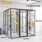 AACat Villa Solid Wood Large Free Space Cat House Pet Shop Cat Villa Deluxe Glass Room