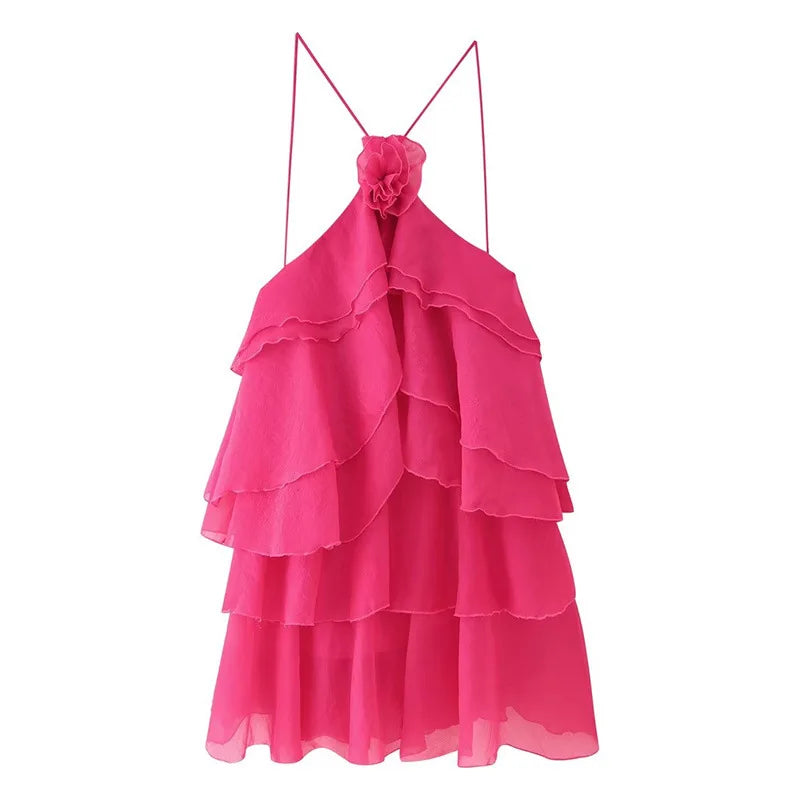 CM.YAYA Women Sleeveless Cascading Ruffles Smock Big Swing Dress 2025 Birthday Vacation Street Summer Party Dresses Vestidos