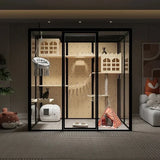 TTFG44Panoramic Cat Villa Home Cage Large Indoor Luxury Glass Cat Room