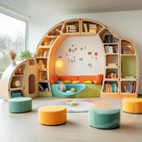 Modern Curved Style  Modular Bookshelf Multi-functional Storage Display Rack for Living Room Kids ReadingRoom Home Use
