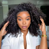 Glueless Half Wigs Human Hair Kinky Curly Headband Wig Upgrade 3 IN 1 No