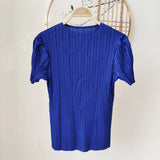 Summer New Pleated Fashion Simple Casual Style Thin T-shirt Temperament Commuting Formal Occasions Commuter Tops