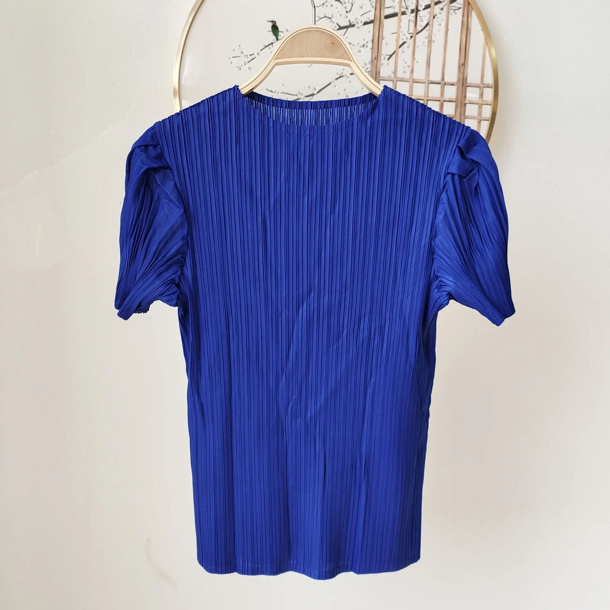 Summer New Pleated Fashion Simple Casual Style Thin T-shirt Temperament Commuting Formal Occasions Commuter Tops