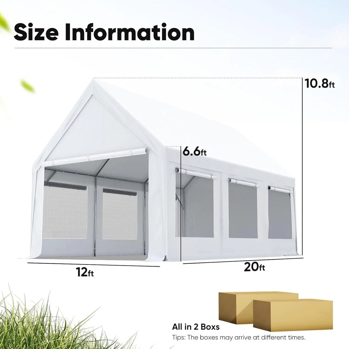 Heavy Duty 12x20 ft Carport Tent with Ultra-High Peak & Ventilation Windows, Waterproof Outdoor Canopy Shelter for, Customized