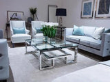 Stainless steel square glass large coffee table square table