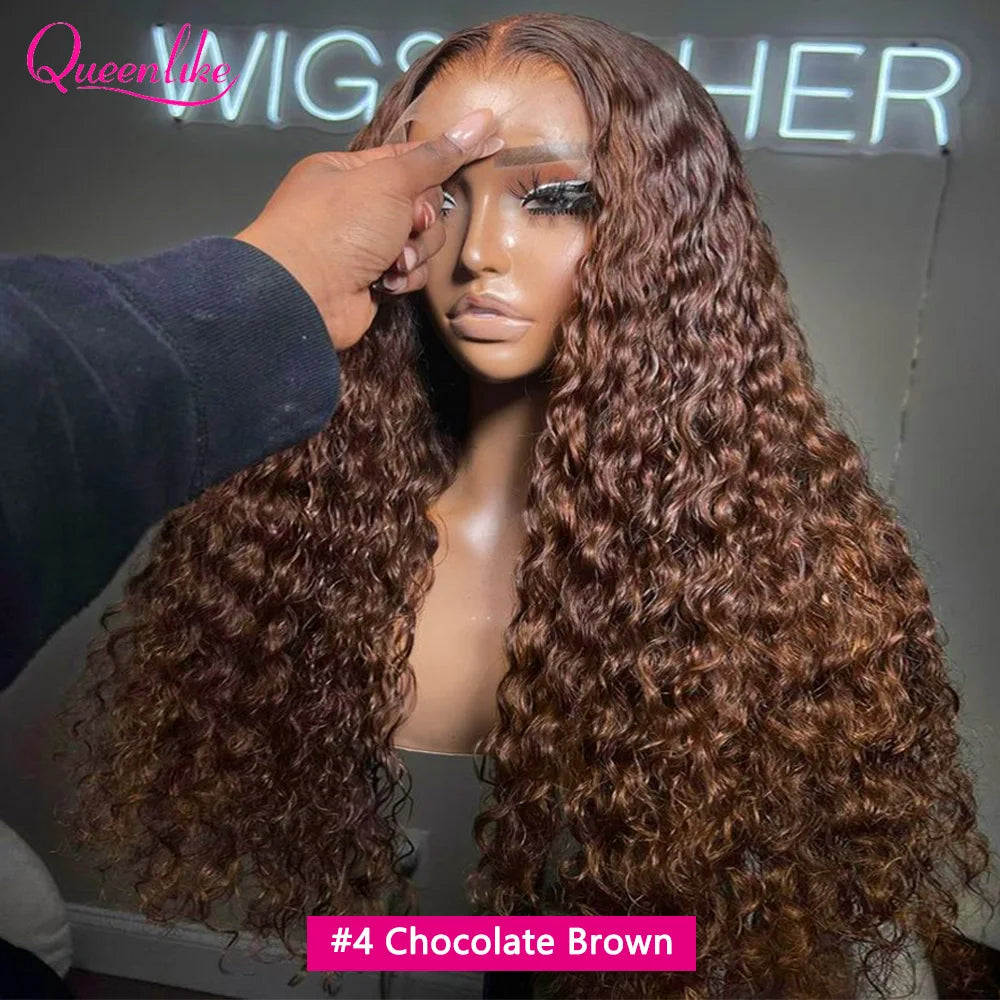 30inch Curly Burgundy 13x6 Hd Lace Frontal Wig 99J Colored Human Hair Wigs for Women Chocolate Brown Deep Curly Lace Front Wig