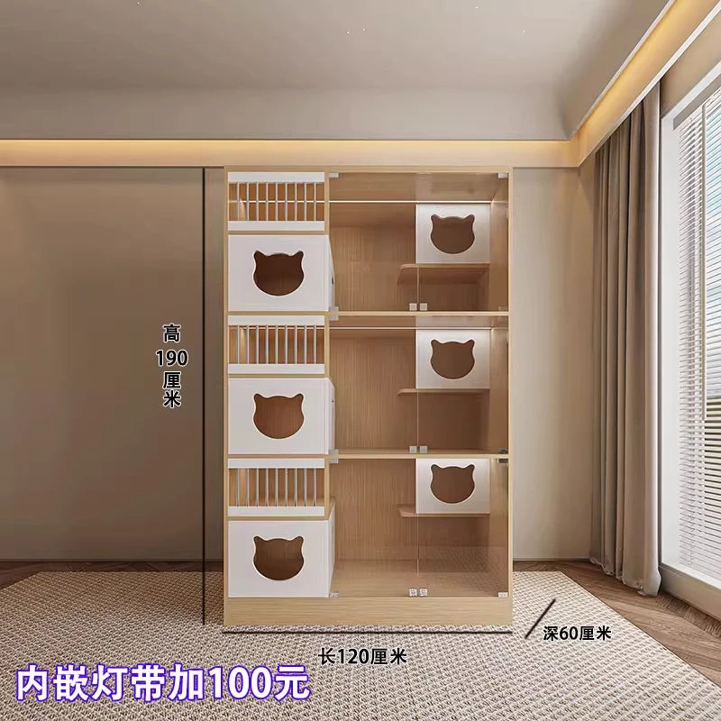 Cat villa solid wood pet store display cabinet house luxury foster breeding cat delivery room cattery custom
