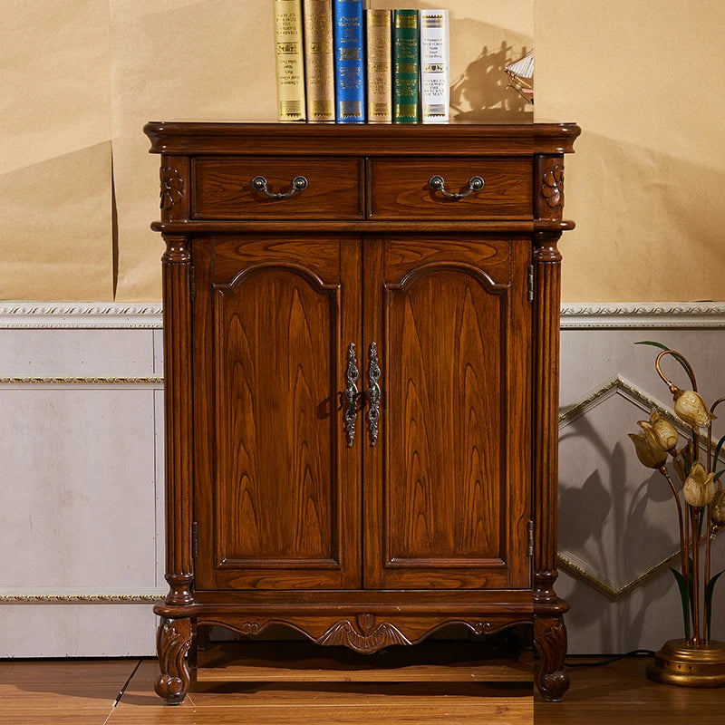 Country house brown walnut light yellow activity baffle multi-layer shoe cabinet entrance side cabinet