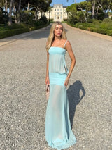 Spaghetti Strap Sexy Hollow Out Dress Women Elegant Sleeveless Backless Patchwork Bodycon Dress Vacation Beach Partywear 2026