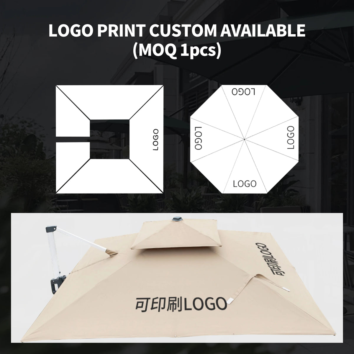 Outdoor Aluminum Garden Umbrella UV Resistant Sunshade Patio Umbrella With Base For Hotel Villa Courtyard Park Heavy DutyDurable